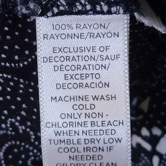 Women's Size Medium Ann Taylor LOFT 3/4 Sleeve Black and White Flowy Blouse Top - Picture 4 of 6